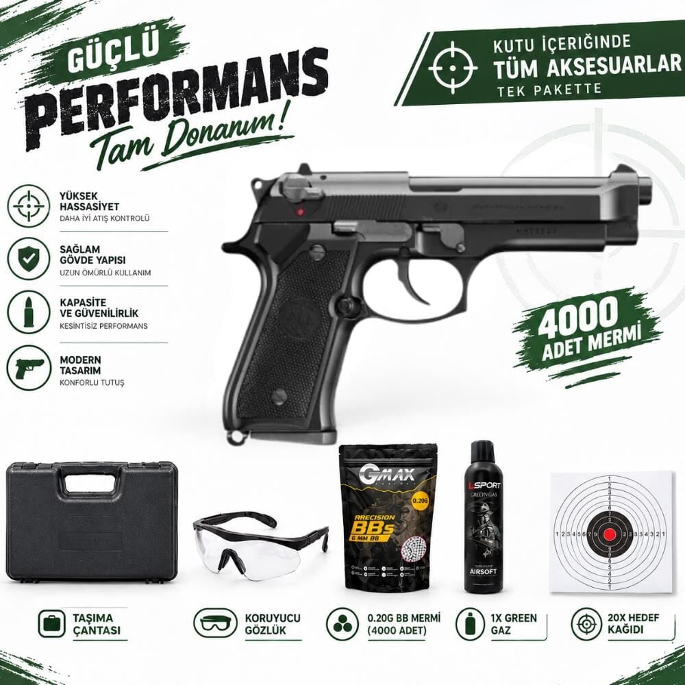 Asg M92F 6 Mm GreenGas Airsoft Tabanca