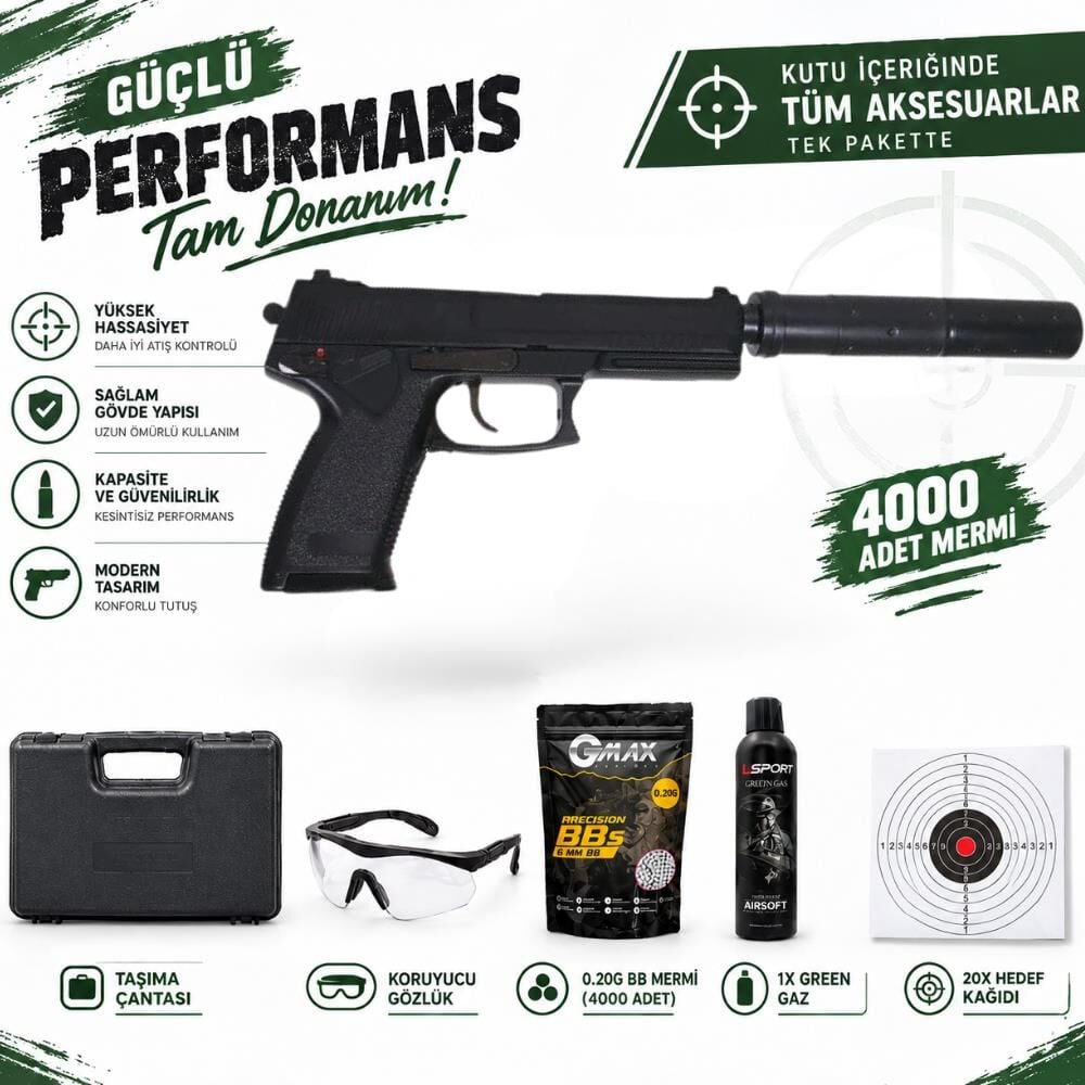 Asg MK23 6 Mm Greengas Airsoft Tabanca (Susturuculu)