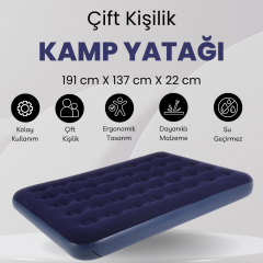 AVENLI Çift Kişilik Lacivert Şişme Yatak