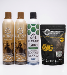 Airsoft Pro Set 2x ASG Ultrair Power Gas + 1x ASG Green Gas + 2 Kg Gmax 0.20g BB