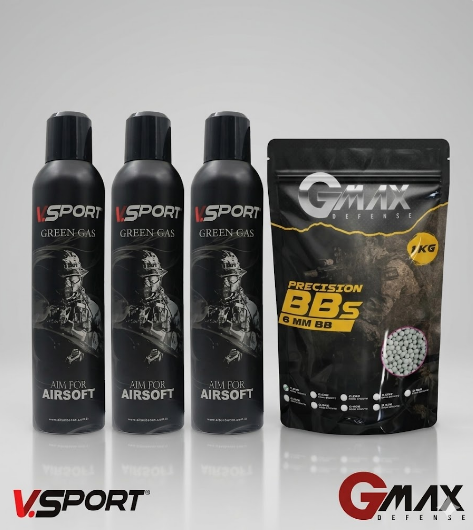 Airsoft Gaz ve BB Seti Vsport Green Gaz + Gmax 0.28 mm 6mm 1 Kg
