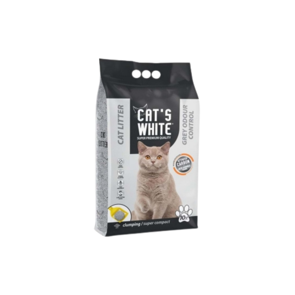 CAT'S WHITE Aktif Karbon Granüllü Kokusuz Kedi Kumu 10 L