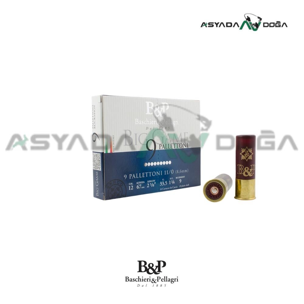 B&P 12 CAL 33.5 GR BIG GAME PALLETTONI 9 PELLETS ŞEVROTİN AV FİŞEĞİ