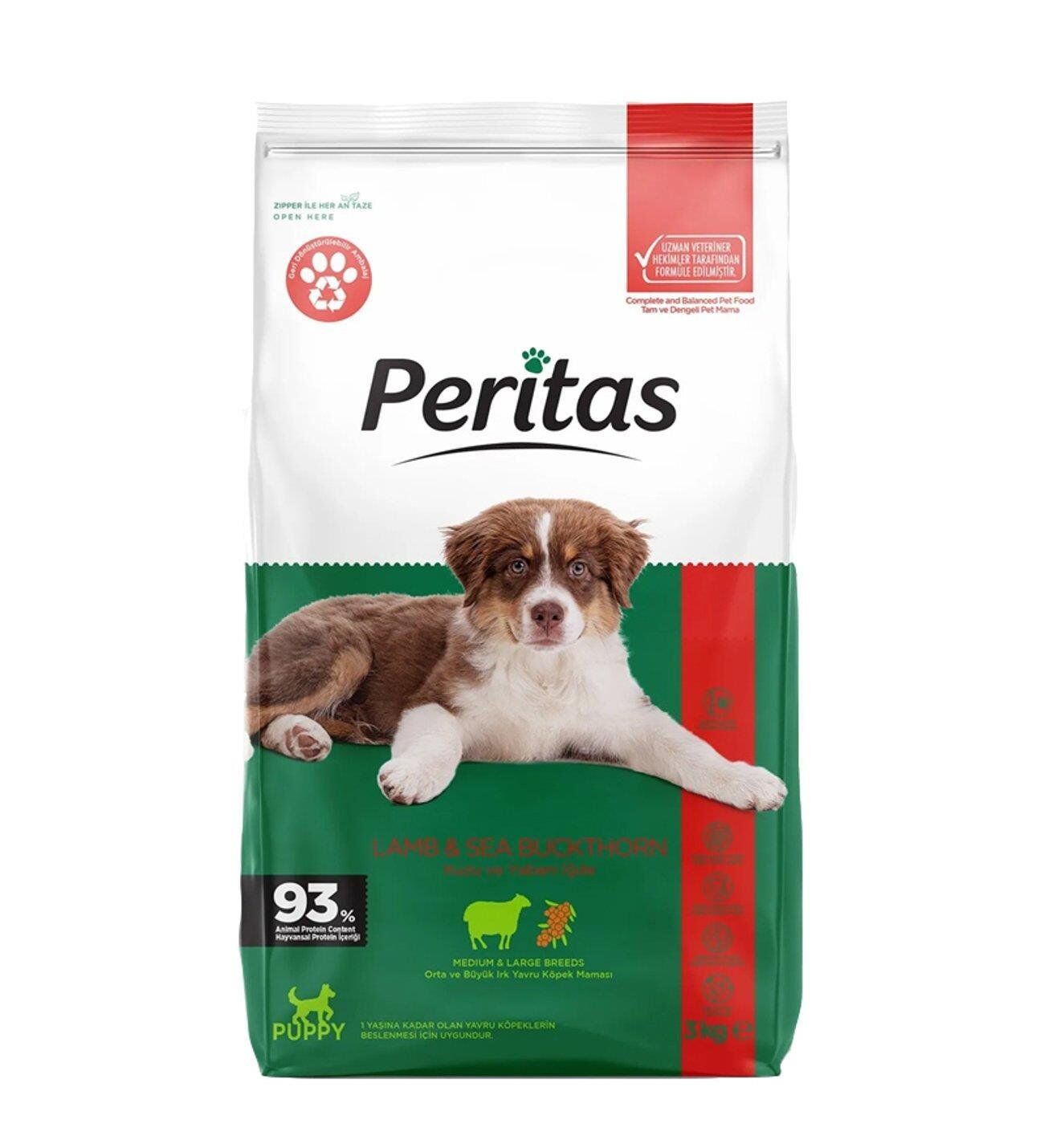 PERITAS Kuzu Etli Orta ve Büyük Irk Yavru Köpek Maması 15 KG