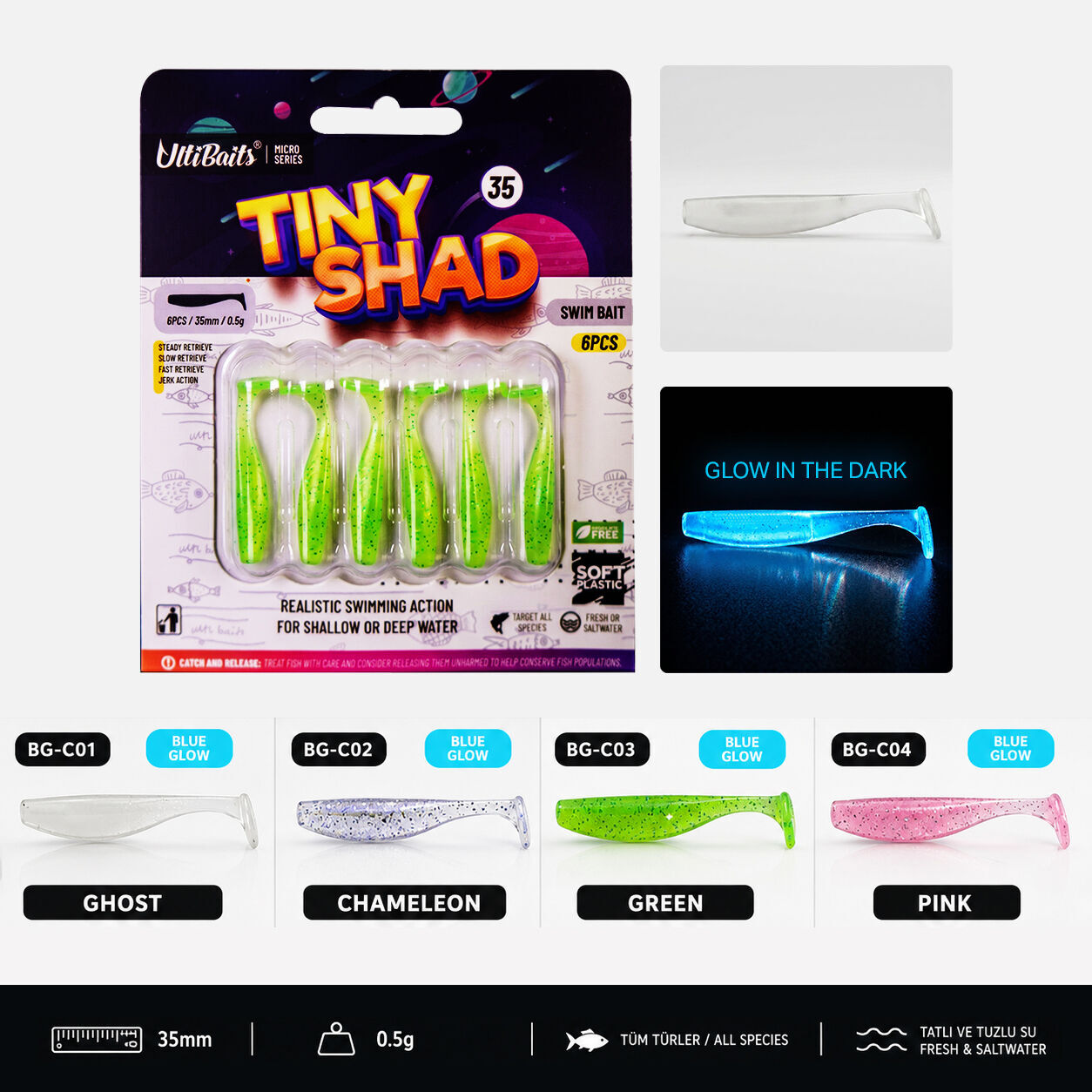 UltiBaits Tiny Shad 3.5 Cm 0.5 Gr Silikon Yem