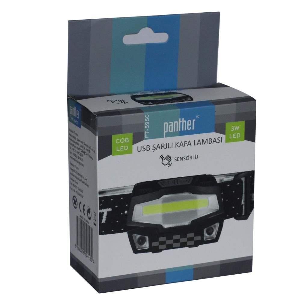 PANTHER KAFA FENERI PT-5950 USB SARJLI SENSORLU